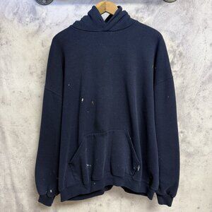 Vintage Y2K Russell Athletic Hoodie Sweatshirt Mens 2XL Navy Blue El Salvador